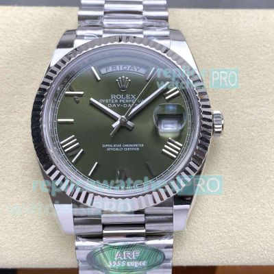 ARF Gain Weight Rolex Watch 1:1 Clone Day-Date Olive Green Dial 904L President Band 
